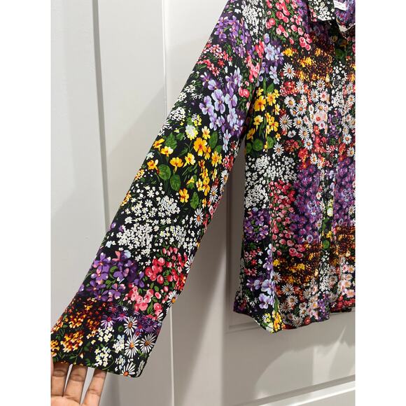 Equipment Femme Black Floral Silk Button Up Blouse Sz M - Picture 3 of 7